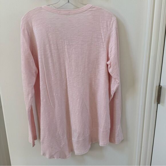 Wilt Mock Layer V Neck Slub Cotton Long Sleeve Tee in Pink S NWOT - Picture 9 of 10